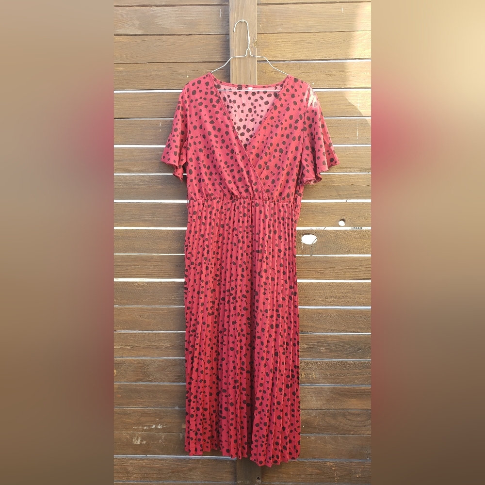 Source Unknown Pink Asymmetrical Sundress with Flutter Sleeves